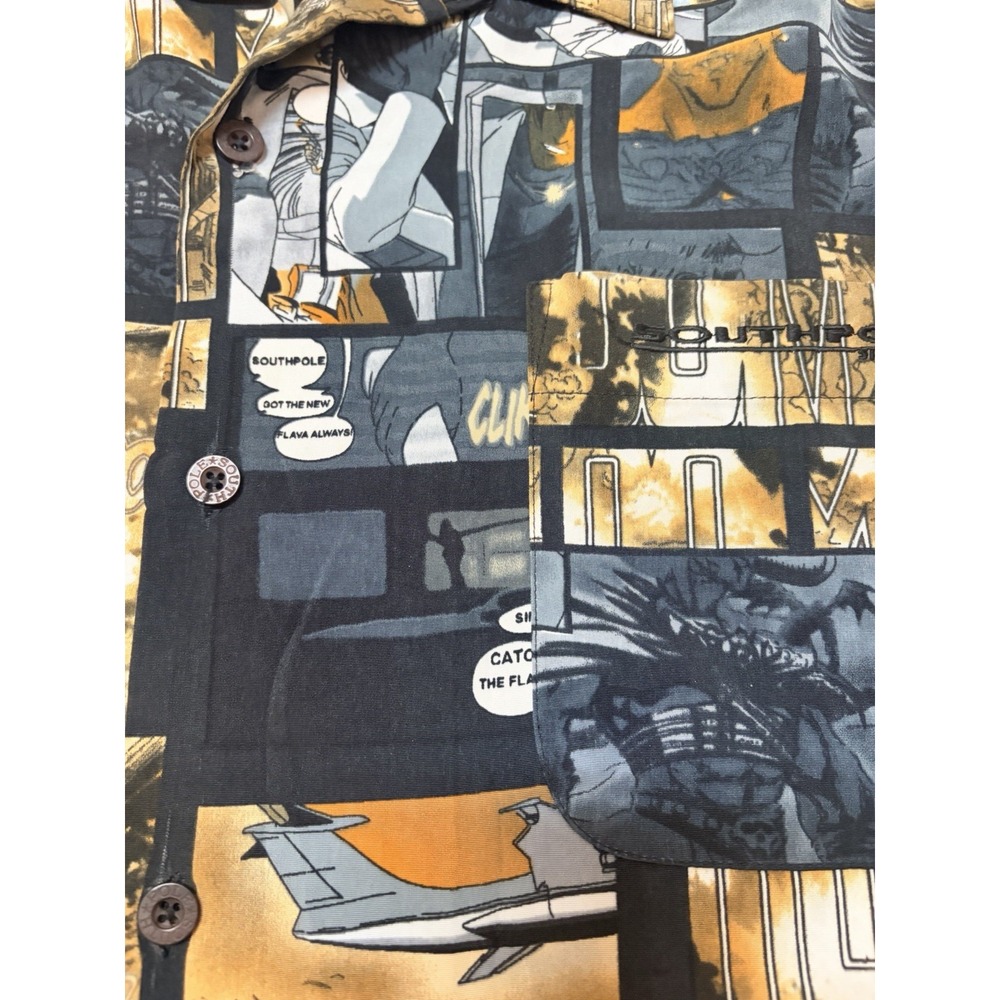 South Pole Men's Short Size XXL Shortsleeved Button Up Shirt Vintage Graphic Y2K - Picture 6 of 6